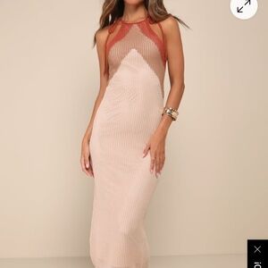 NEW Cream and tan midi dress  SIZE M